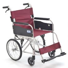 MIKI三貴手動輪椅車MPTC-46JL 紅色 S-2重量11.5公斤，小型便攜，免充氣實心胎 老人輪椅車